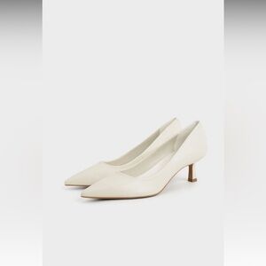 Emmy Pointed Kitten Heel Pumps - Chalk